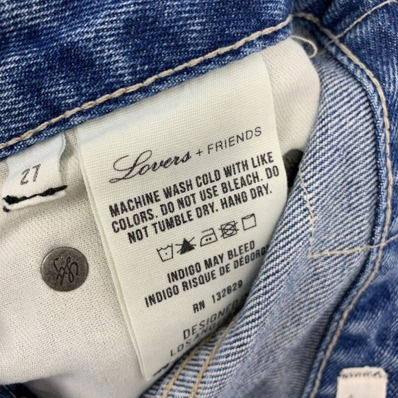 Lovers + Friends Jeans Logan High Rise Tapered Blue Distressed Hollywood - Picture 11 of 12